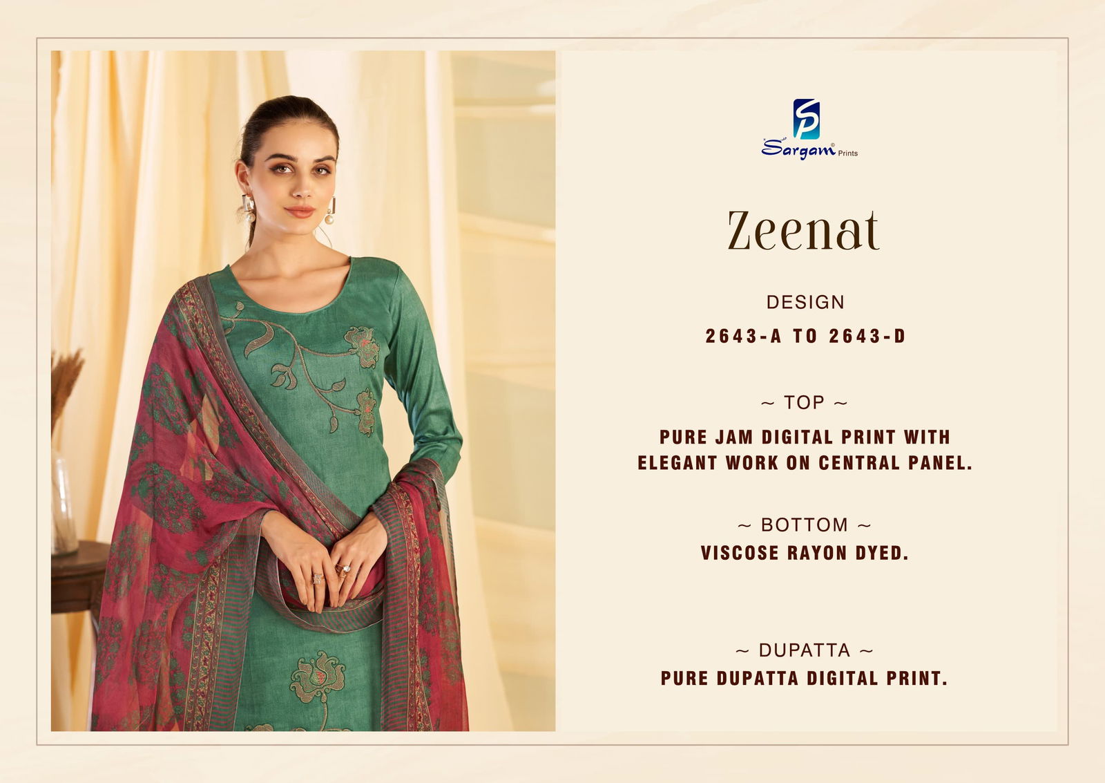 Zeenat by Sargam Jam Digital Printed Embroidery Salwar Suit Orders In India